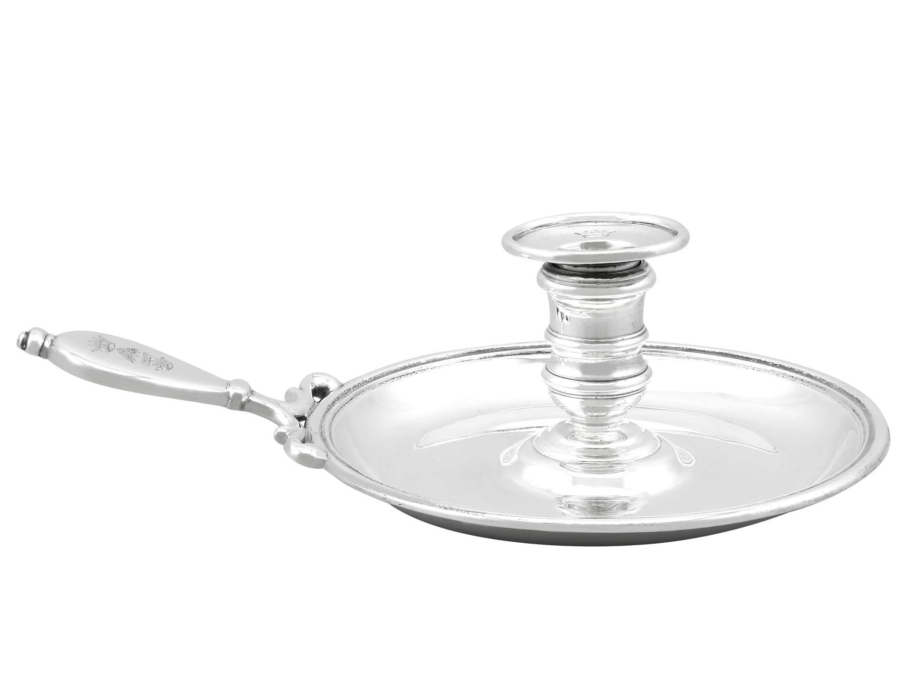 Antique Victorian Sterling Silver Chamber Candlestick by Robert Garrard II