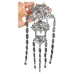 Antique Victorian sterling silver Chatelaine, Art Nouveau