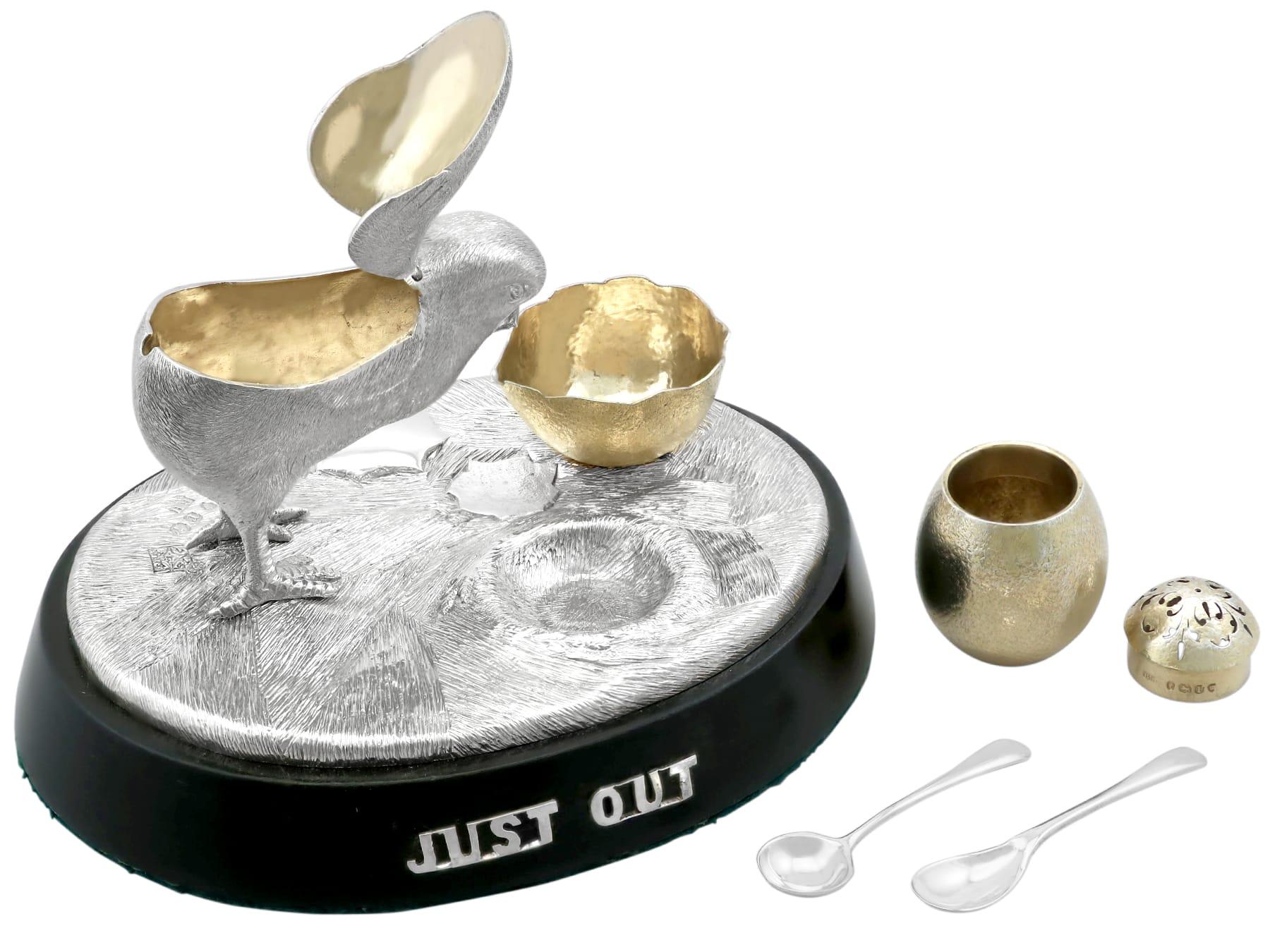 Set de condiments pour poussins en argent sterling de l'époque victorienne en vente 1