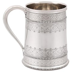 Antique Victorian Sterling Silver Christening Mug, 1881