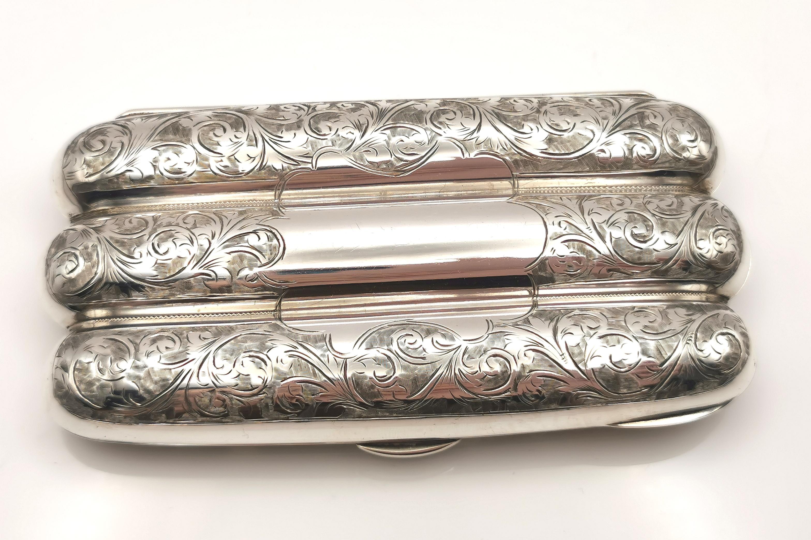 Antique Victorian sterling silver cigar case, Engraved  For Sale 8
