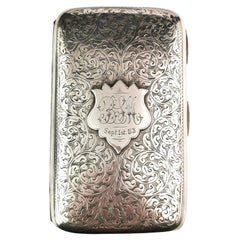 Antique Victorian sterling silver cigar case, engraved 