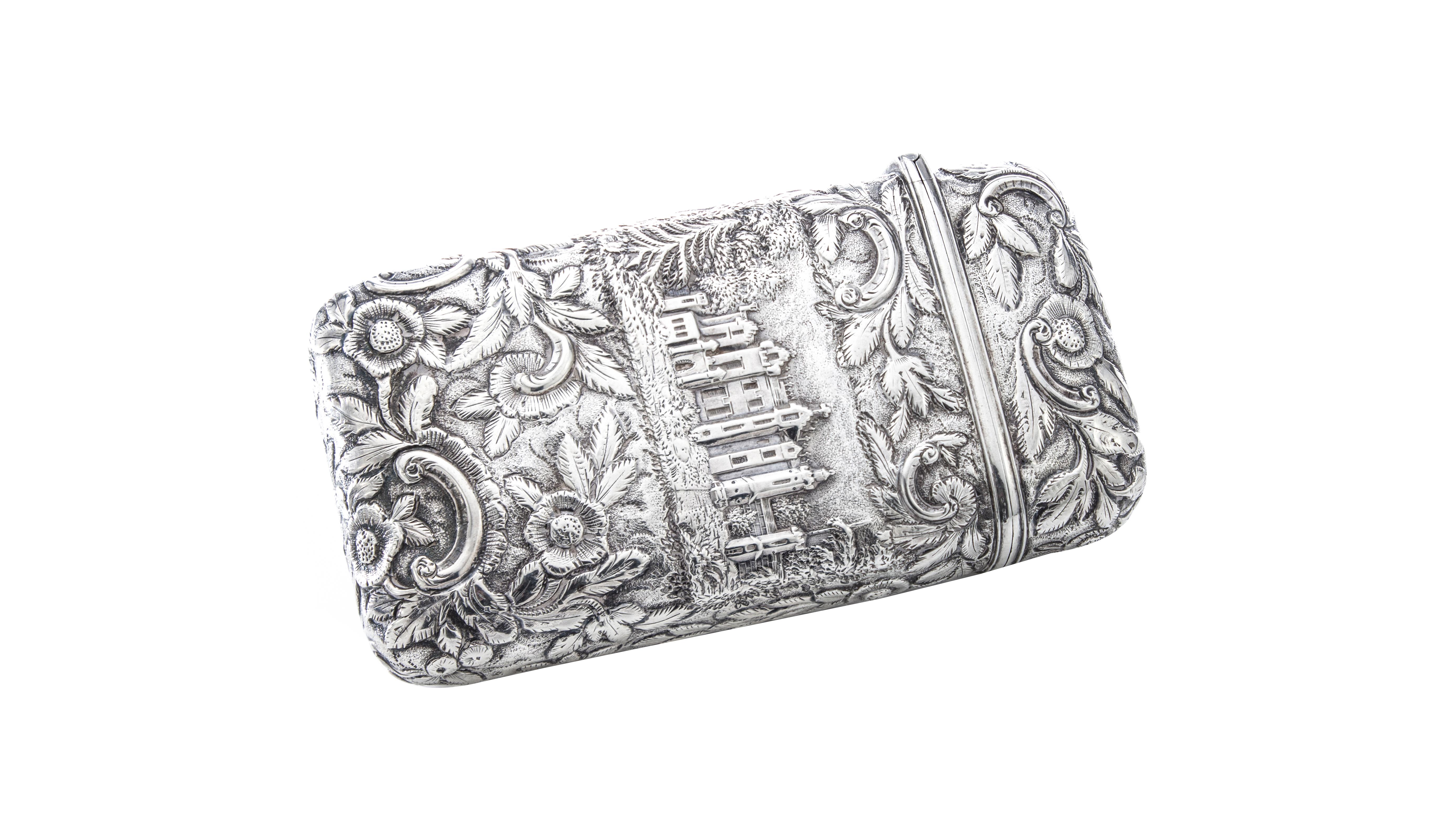 Mid-19th Century Antique Victorian Sterling Silver Cigar Case For Sale