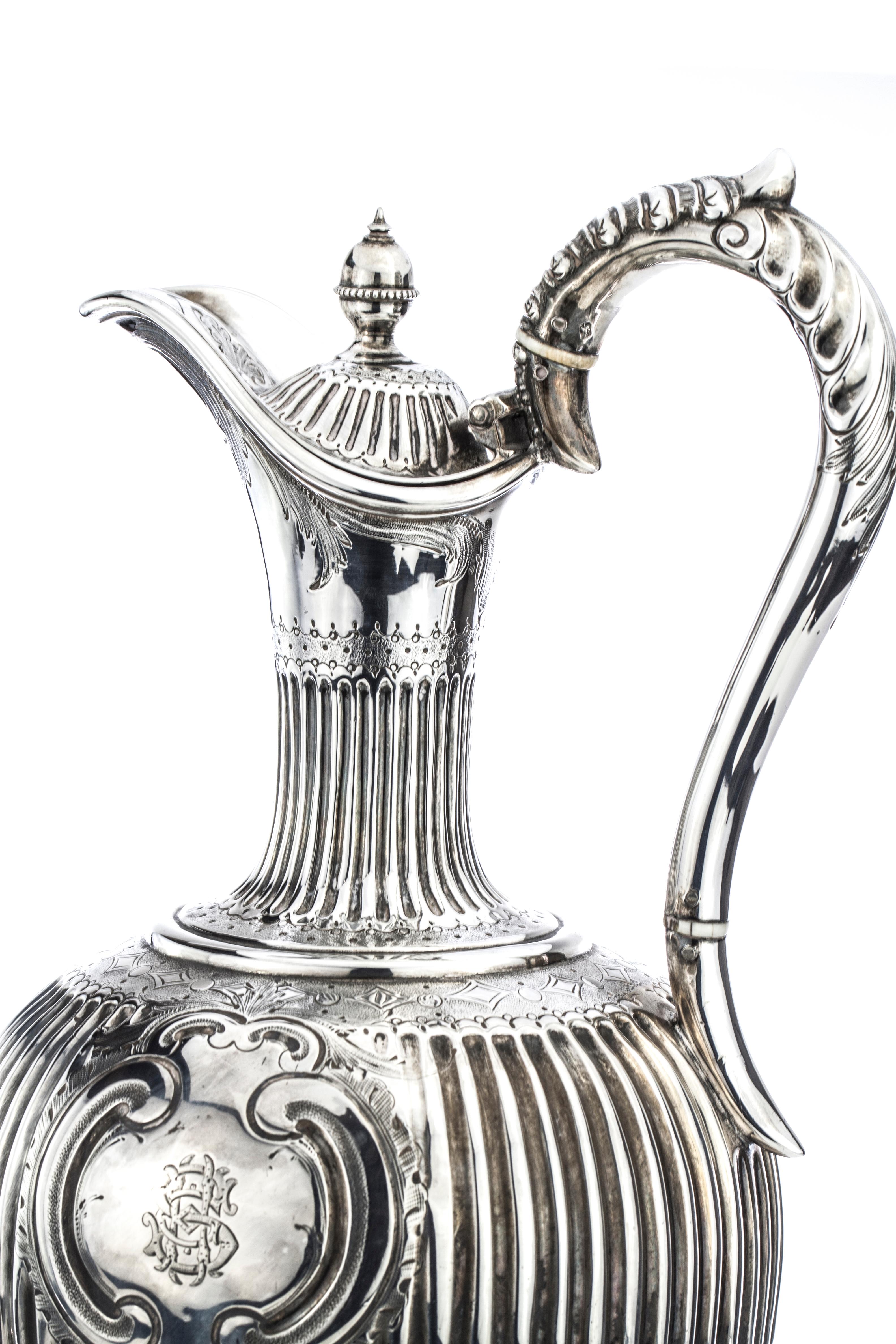 Antique Victorian Sterling Silver Claret Jug/ Water Pitcher For Sale 1