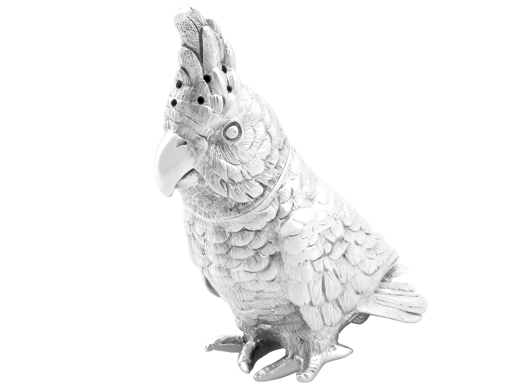 Antike viktorianische Sterling Silber Kakadu Pepperette im Angebot 3