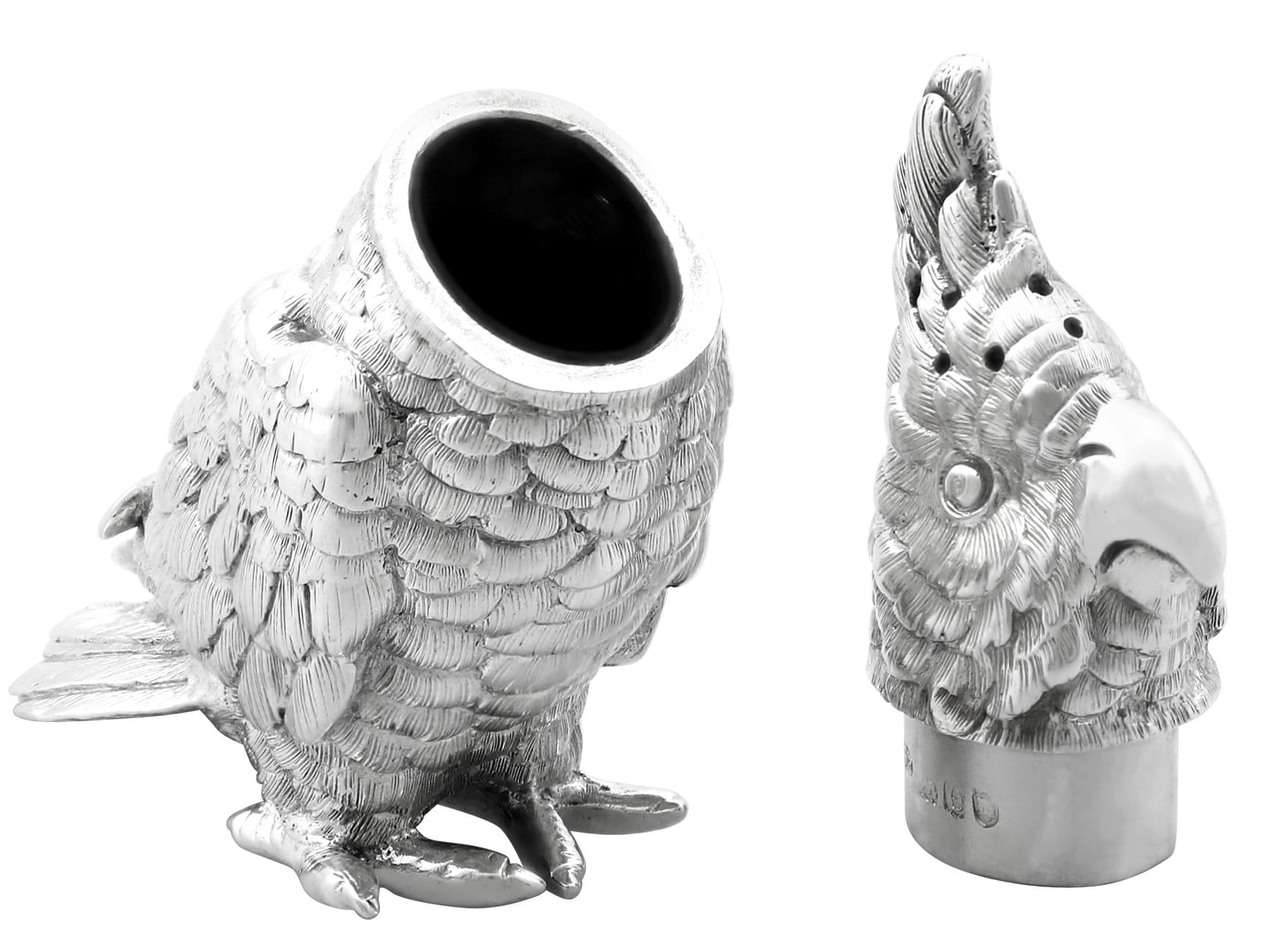 Antike viktorianische Sterling Silber Kakadu Pepperette im Angebot 6