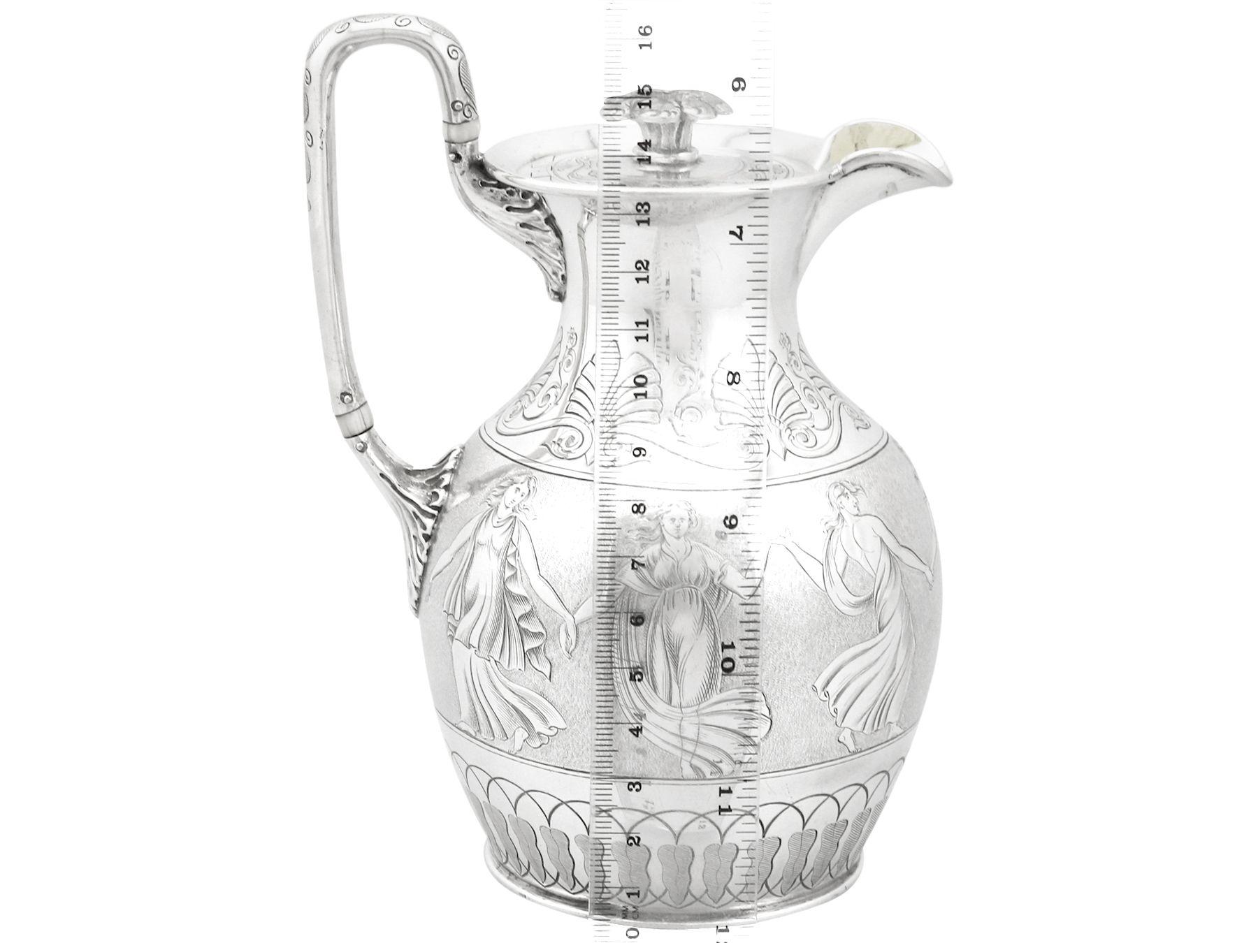 Antique Victorian Sterling Silver Coffee Jug For Sale 3