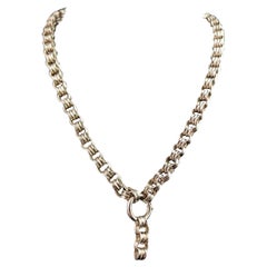 Antique Victorian sterling silver collar necklace, rolo link