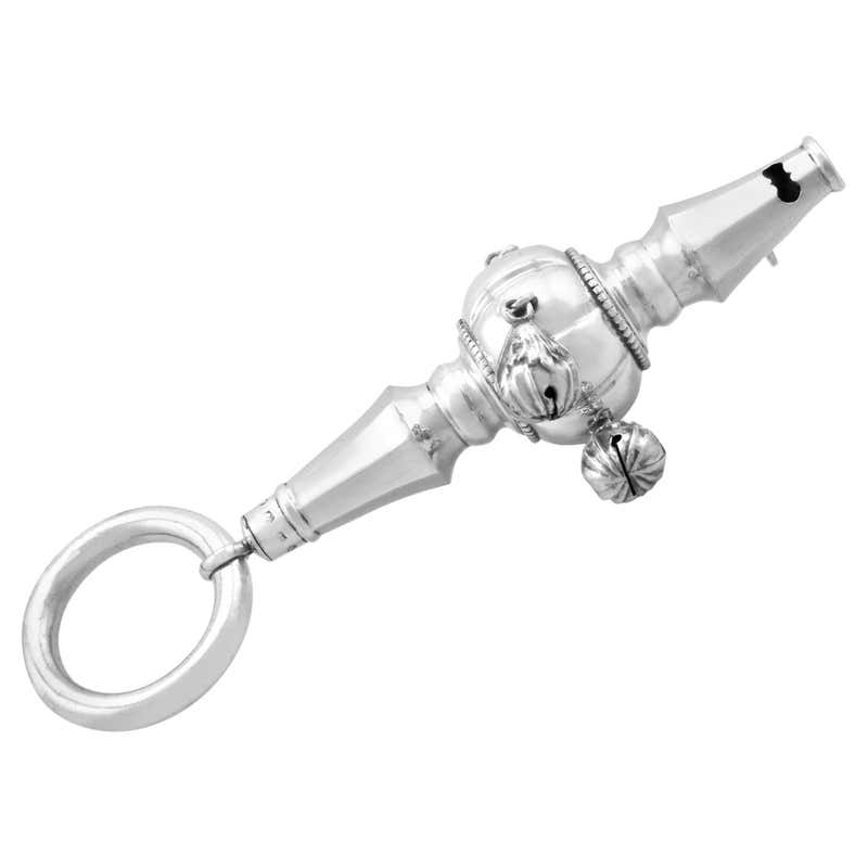 Antique 1912 Sterling Silver Rattle at 1stDibs | antique rattle