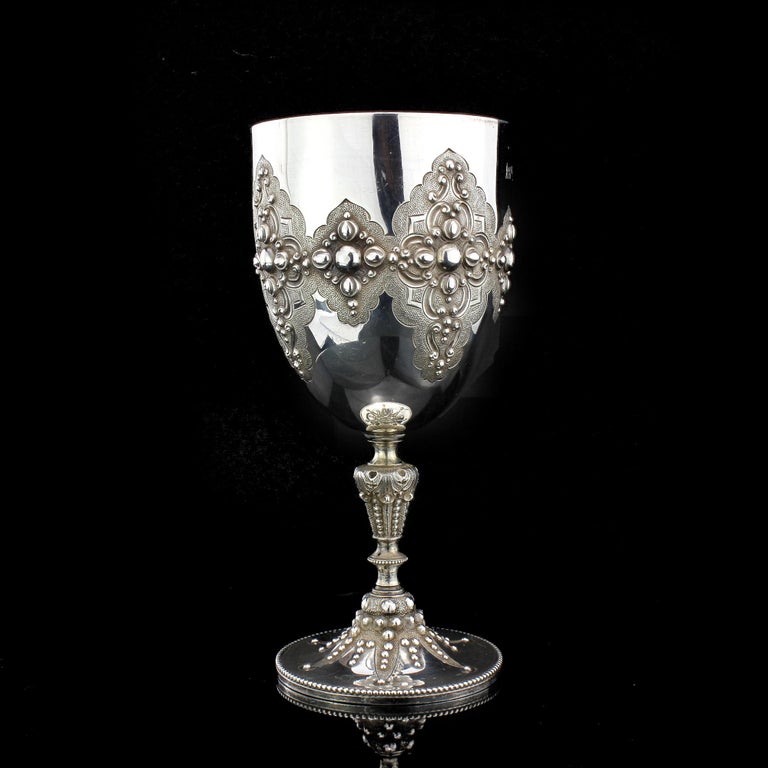 Late 19th Century Antique Victorian Sterling Silver Commemoration Goblet, James Dixon & Sons, 1873 For Sale