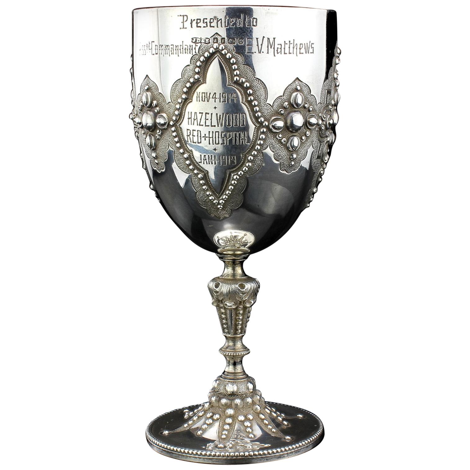 Antique Victorian Sterling Silver Commemoration Goblet, James Dixon & Sons, 1873