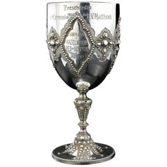 Antigua copa conmemorativa victoriana de plata de ley, James Dixon & Sons, 1873