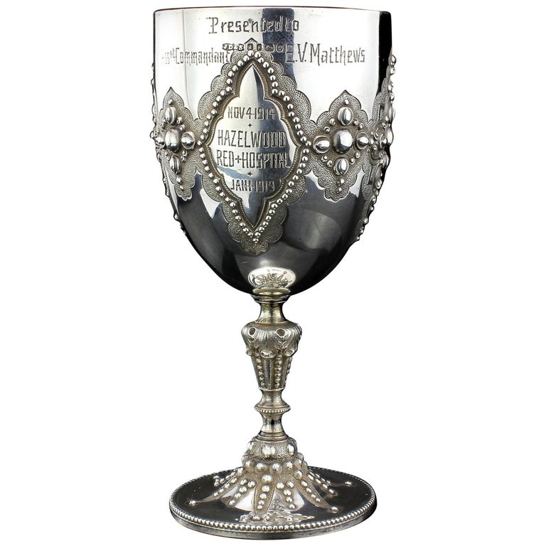 Antique Victorian Sterling Silver Commemoration Goblet, James Dixon & Sons, 1873 For Sale