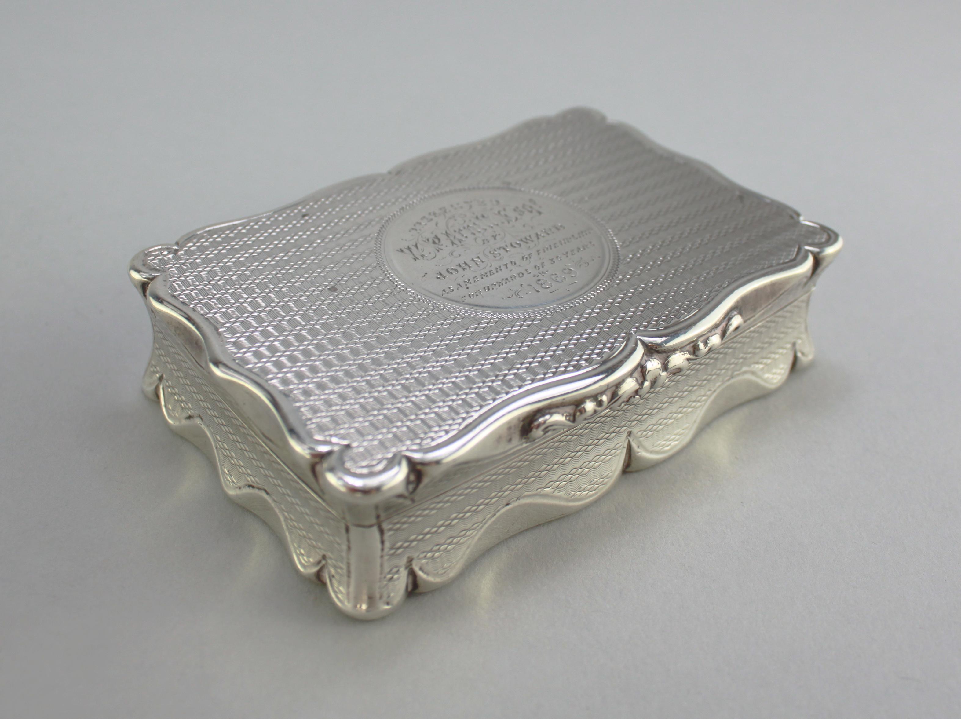 Antique Victorian Sterling Silver Commemorative Snuff Box, Robert Thornton, 1868 2