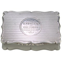 Antique Victorian Sterling Silver Commemorative Snuff Box, Robert Thornton, 1868