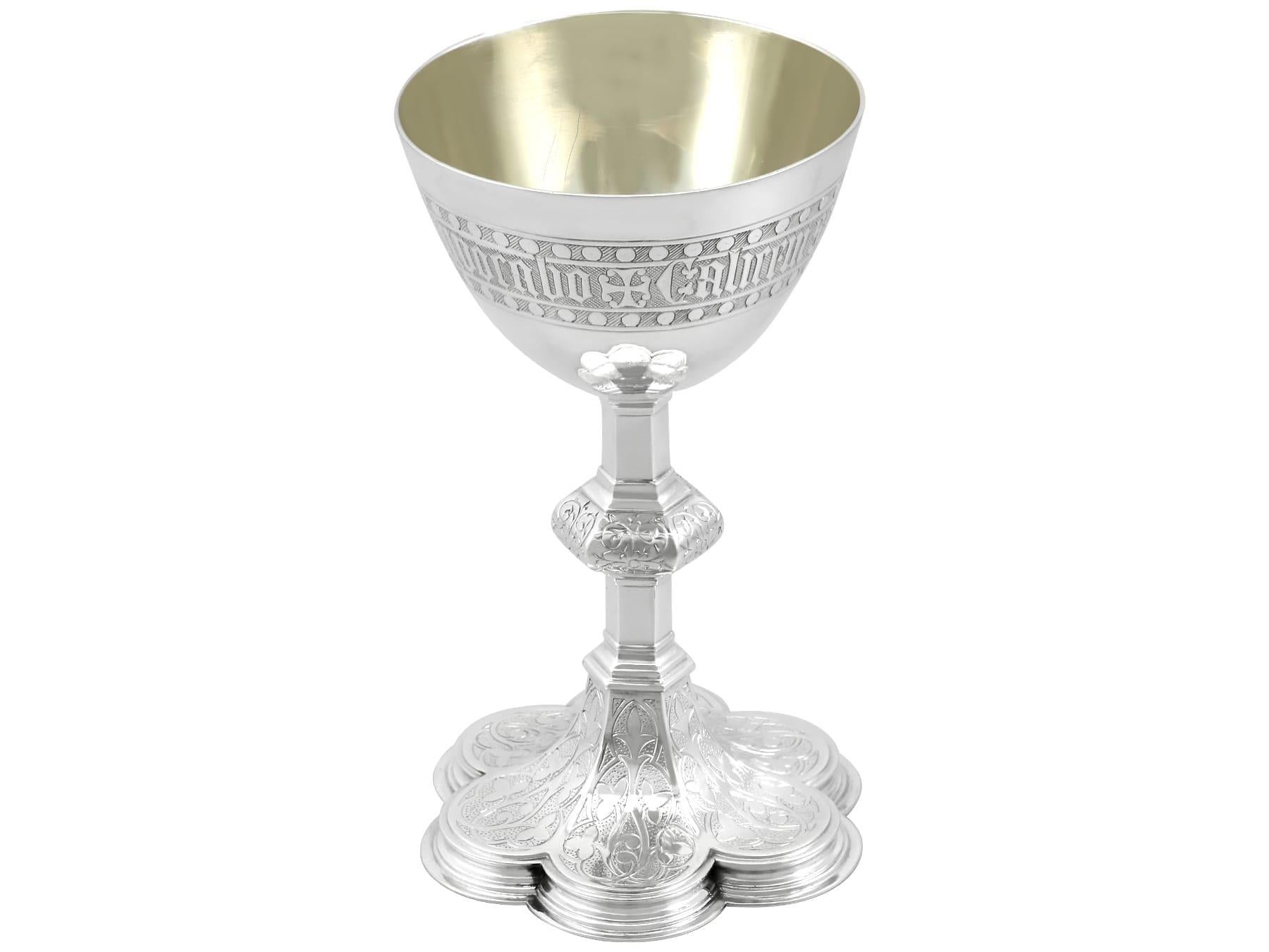 Antique Victorian Sterling Silver Communion Chalice and Paten For Sale 4