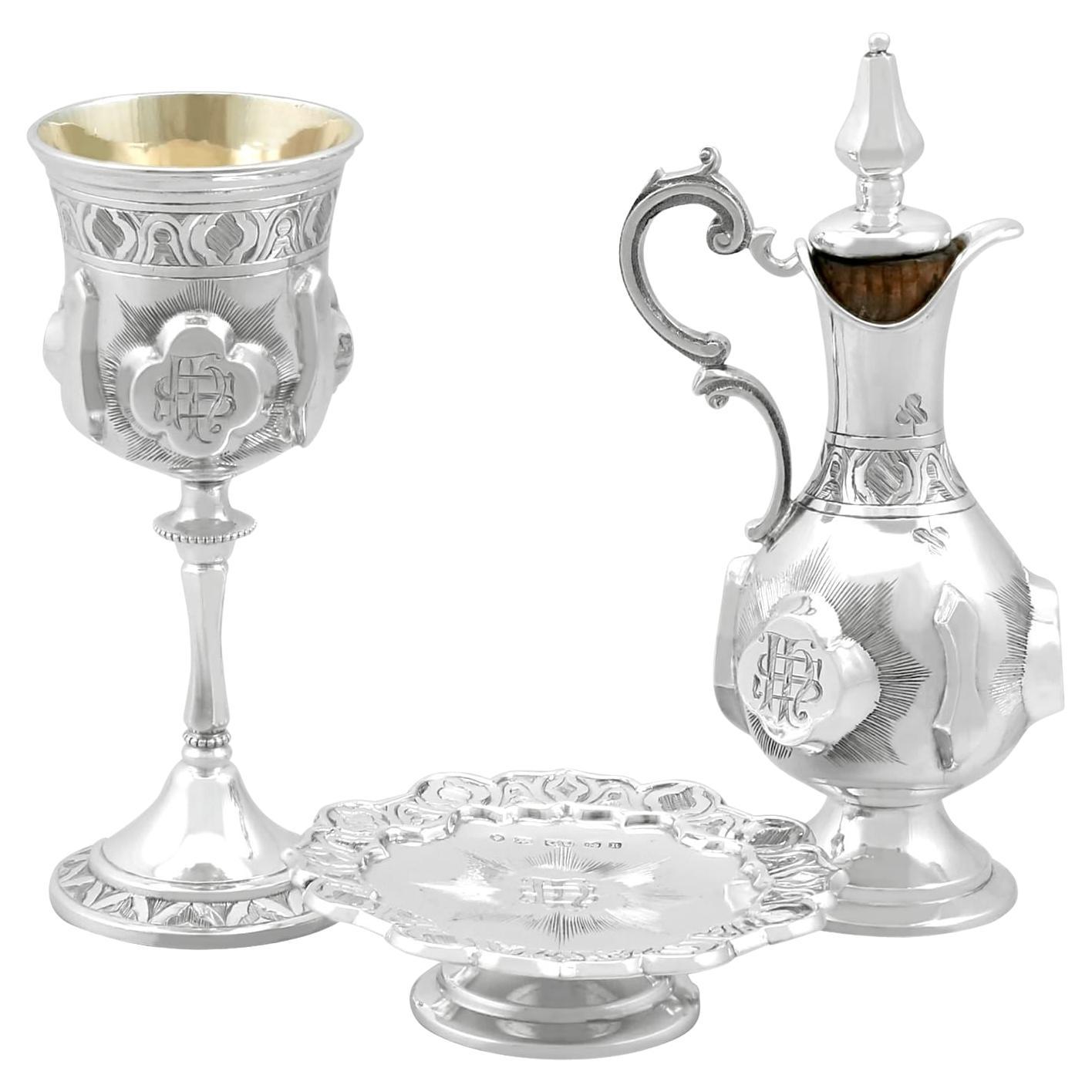 Antique Victorian Sterling Silver Communion Set (1866) For Sale