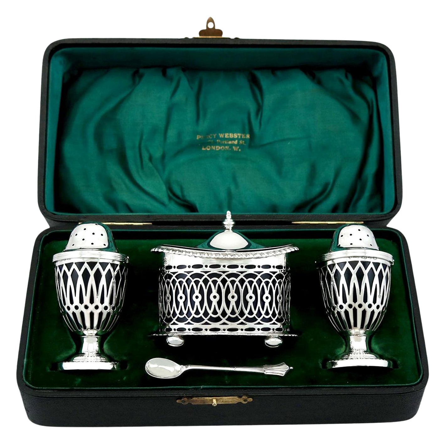 Antico set di condimenti vittoriano in argento sterling, 1899