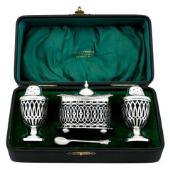 Antique Victorian Sterling Silver Condiment Set, 1899