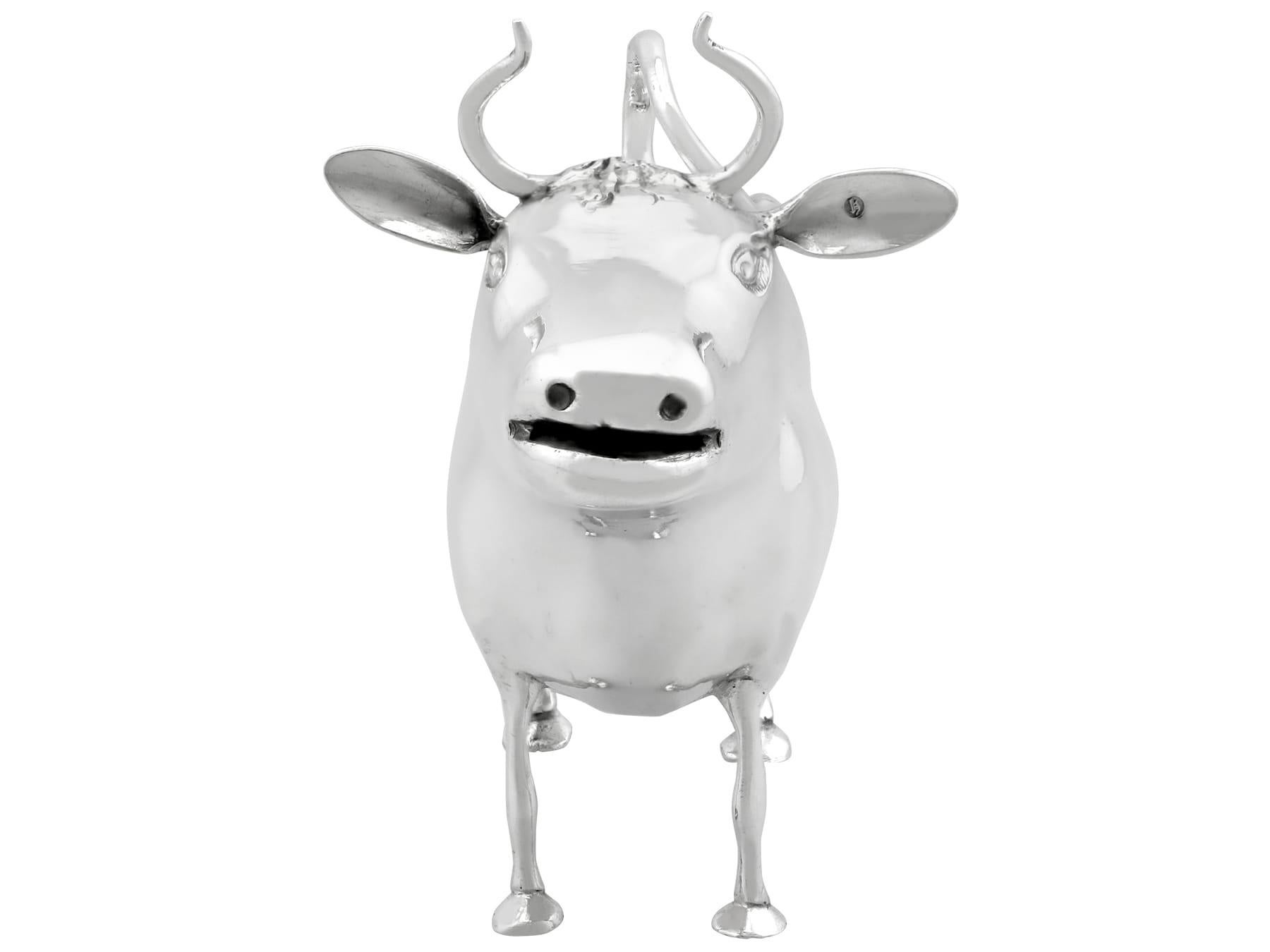 English Antique Victorian Sterling Silver Cow Creamer  For Sale