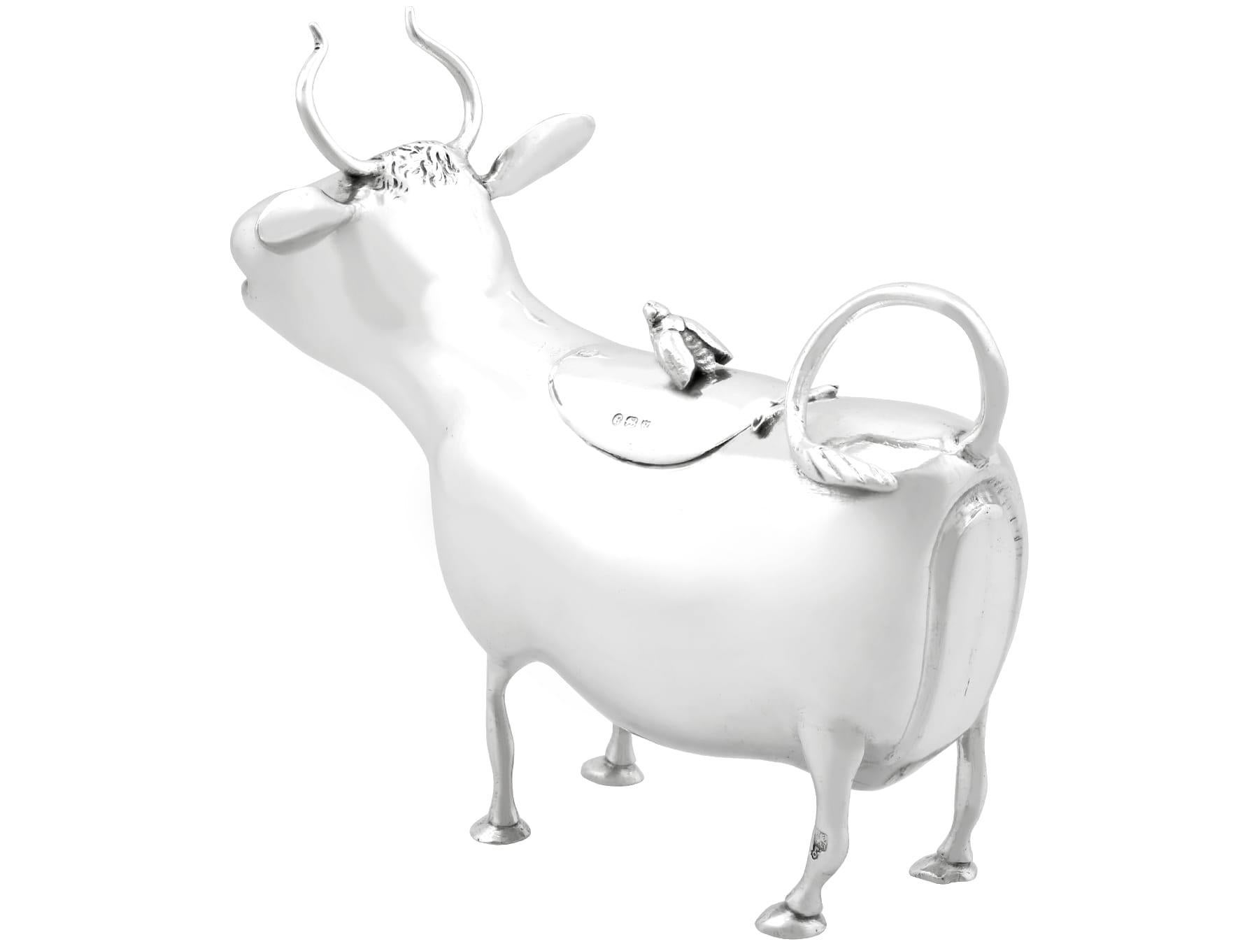Late 19th Century Antique Victorian Sterling Silver Cow Creamer  For Sale