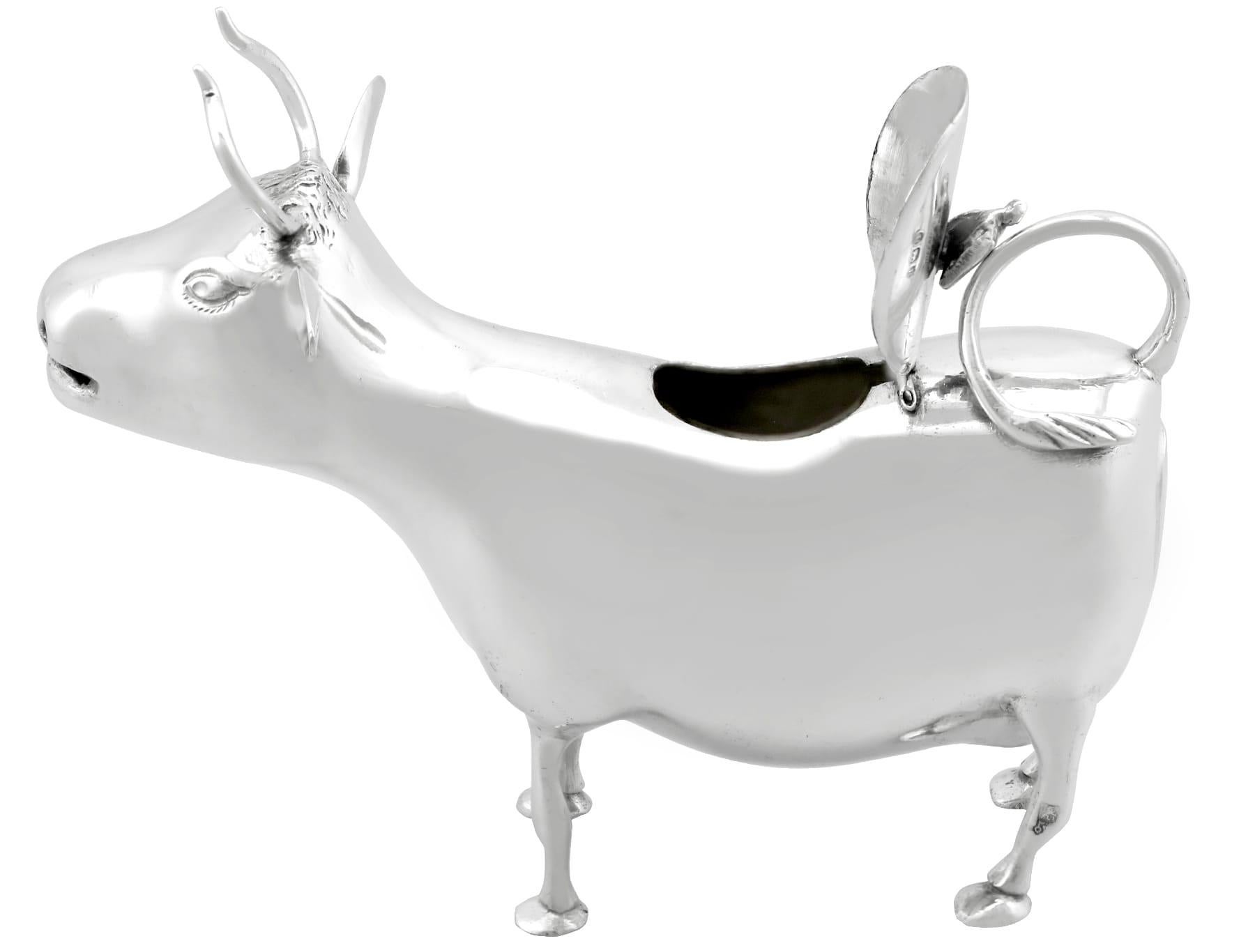 Antique Victorian Sterling Silver Cow Creamer  For Sale 1