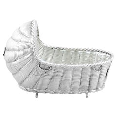 Used Victorian Sterling Silver Cradle/Bassinet Dish 1871