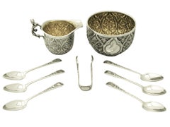 Service de présentation crème et sucre en argent sterling de style victorien Charles Stuart Harris