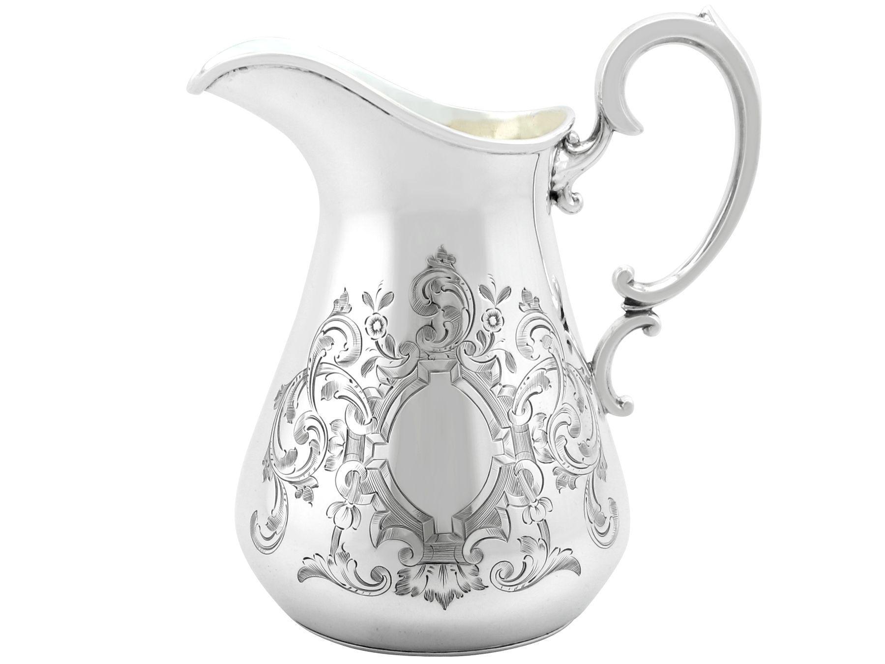 Jarra para crema y azucarero victorianos antiguos de plata de ley Inglés en venta