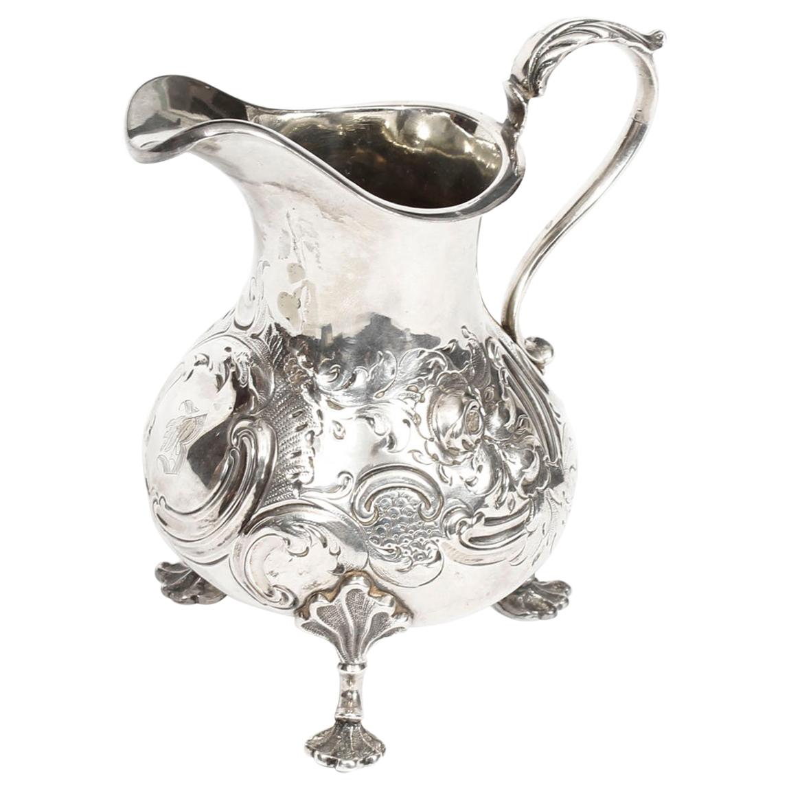 Antique Victorian Sterling Silver Cream Jug London 1854, 19th Century