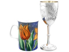 Antique Victorian Sterling Silver Cricket Presentation Goblet and Tie Pin Set