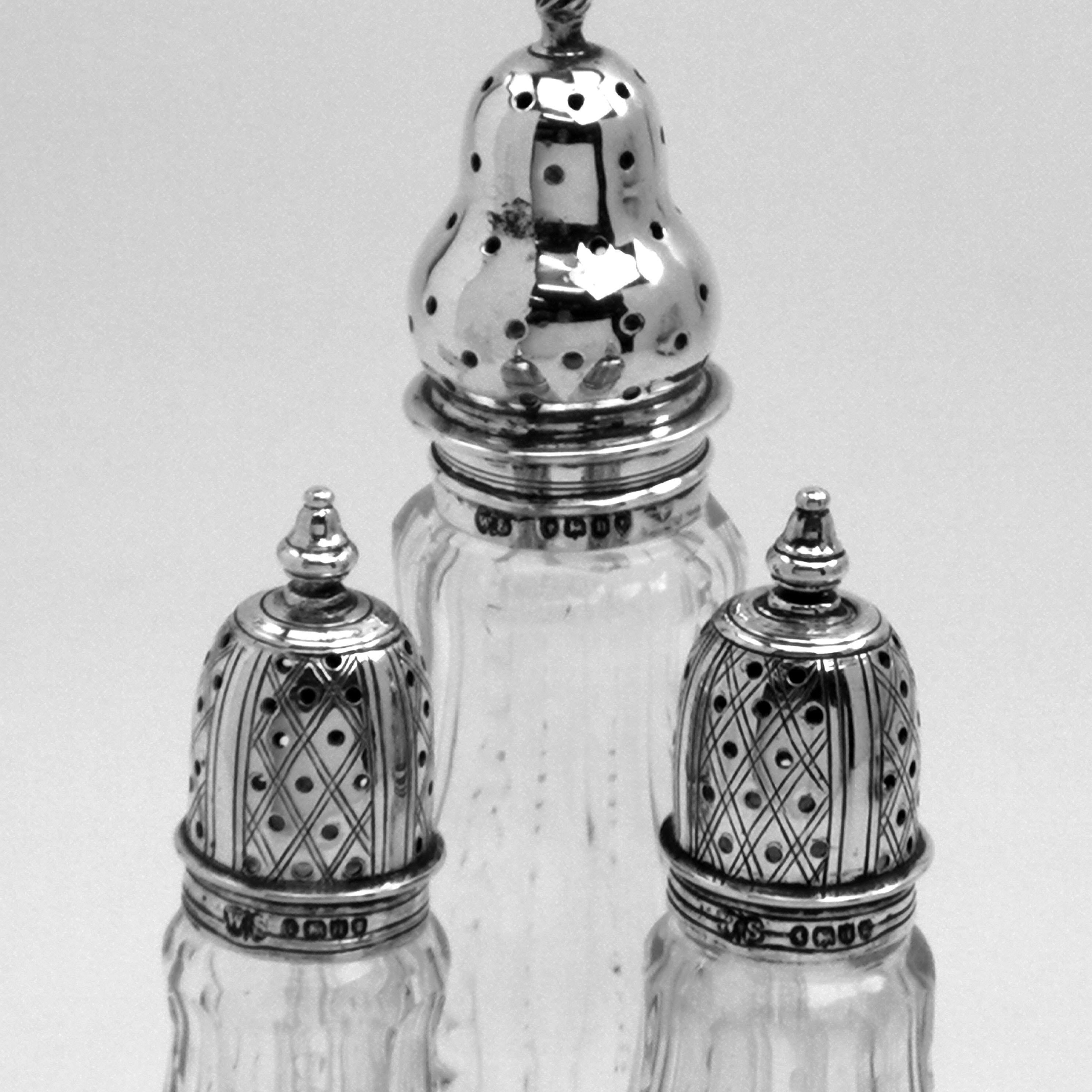 Antique Victorian Sterling Silver Cruet Set / Cruet Stand with Condiment 1860 2