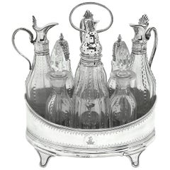 Antique Victorian Sterling Silver Cruet Set / Cruet Stand with Condiment 1860