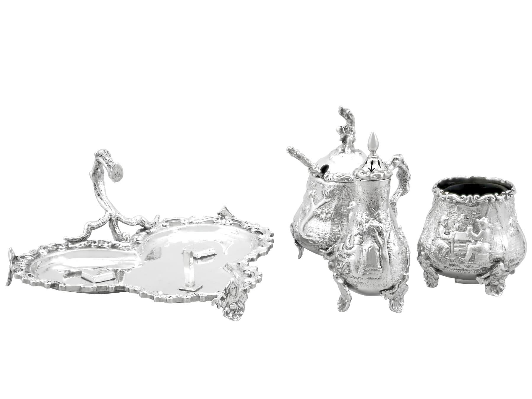 Fine XIX secolo Antico set di ampolle in argento vittoriano (1883) in vendita