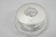 Antike viktorianische Sterling Silber Kristallglas Vanity Haar Empfänger "N" Mono