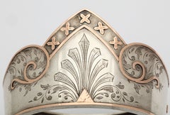 Antique Victorian Sterling Silver Cuff Crown Bracelet