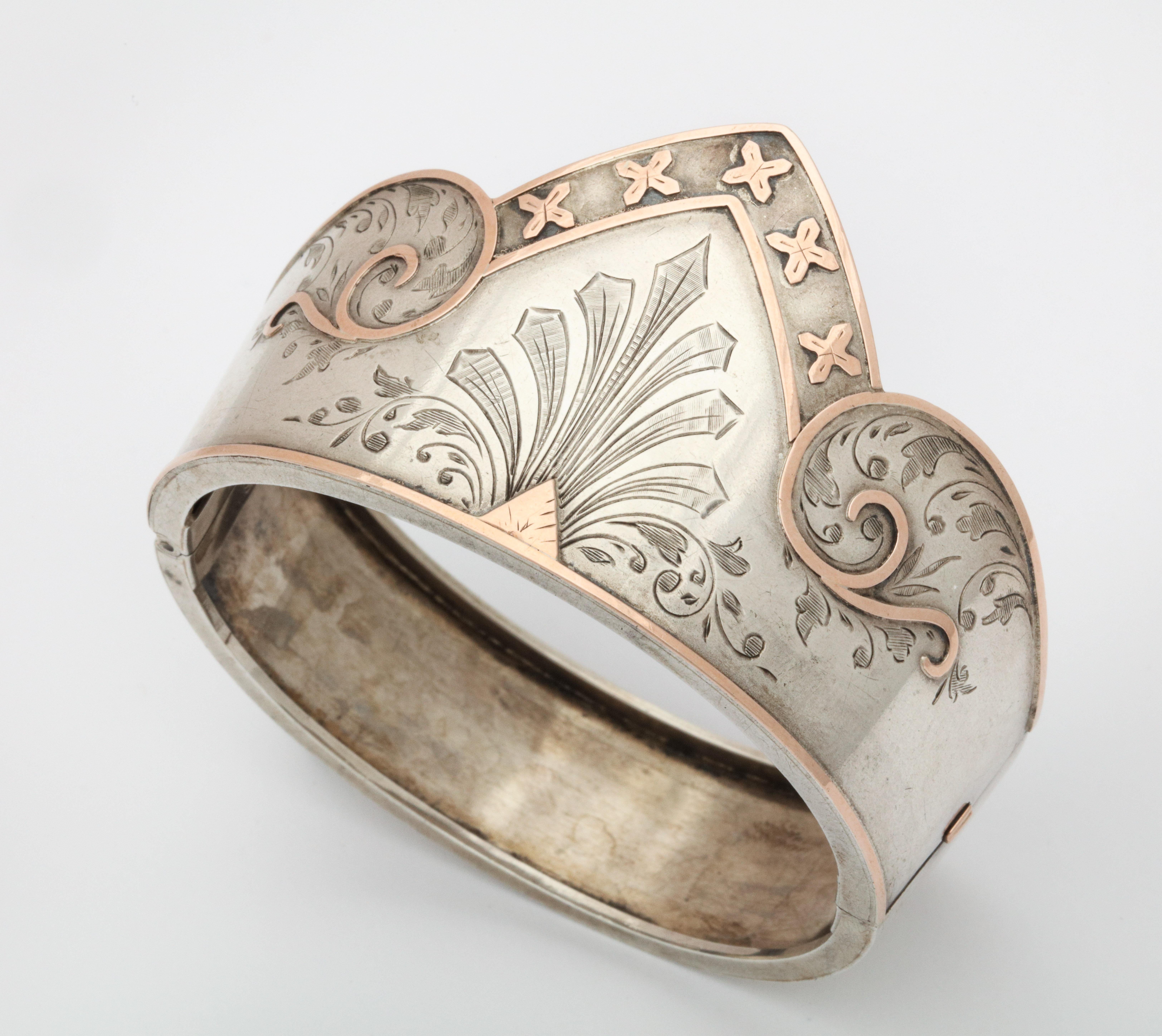 Women's Antique Victorian Sterling Silver Cuff Crown Bracelet