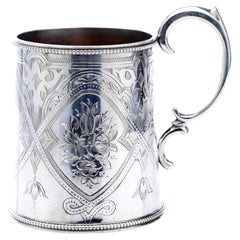Antique Victorian Sterling Silver Decorative mug with handle