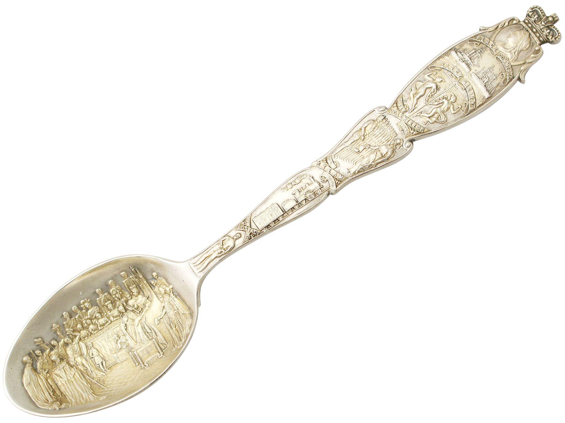 Antique Victorian Sterling Silver Diamond Jubilee Commemorative Spoon ...