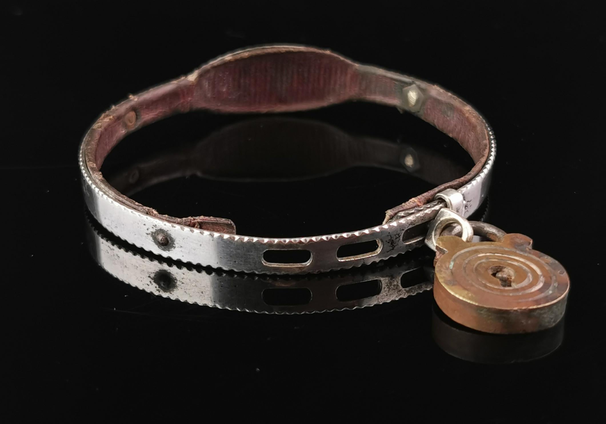 Antiker viktorianischer Hundehalsband aus Sterlingsilber, kleine Rasse  7