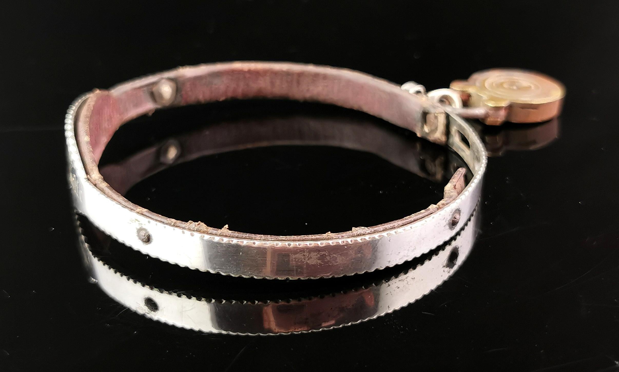 Antique Victorian sterling silver dog collar, small breed  1