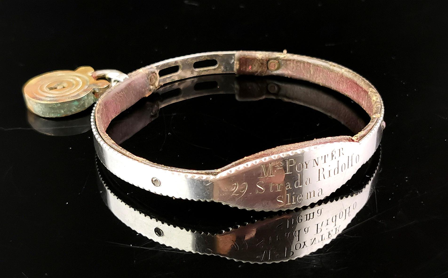 Antique Victorian sterling silver dog collar, small breed  2