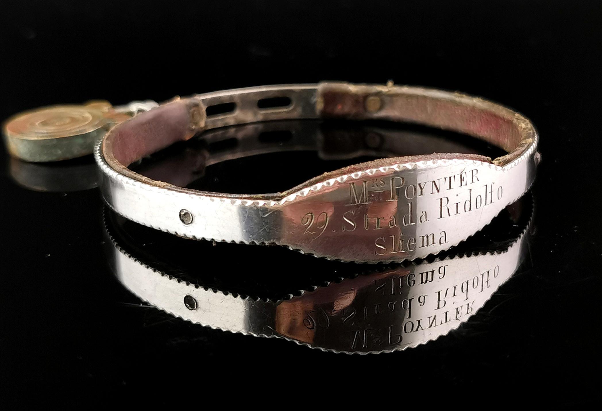 Antique Victorian sterling silver dog collar, small breed  3