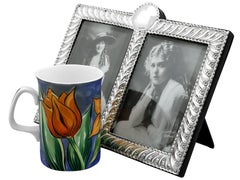 Marco fotográfico doble antiguo victoriano de plata de ley (1889)