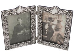 Antique Victorian Sterling Silver Double Photograph Frame, 1895