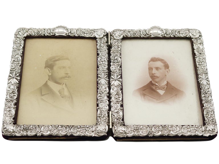 Antique Victorian Sterling Silver Double Photograph Frame, 1900 at 1stDibs