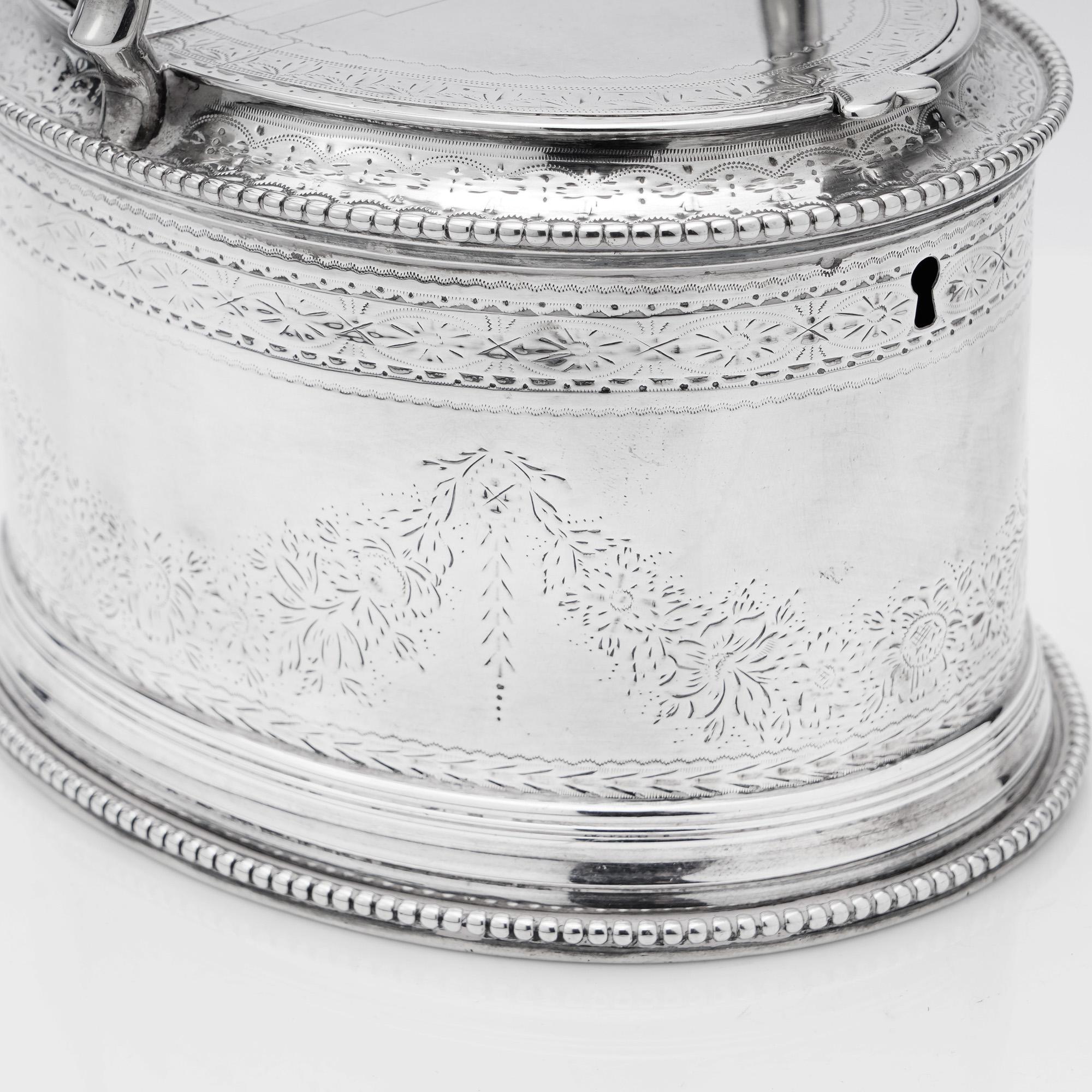 Antike viktorianische doppelte Teedose aus Sterlingsilber.  im Angebot 4