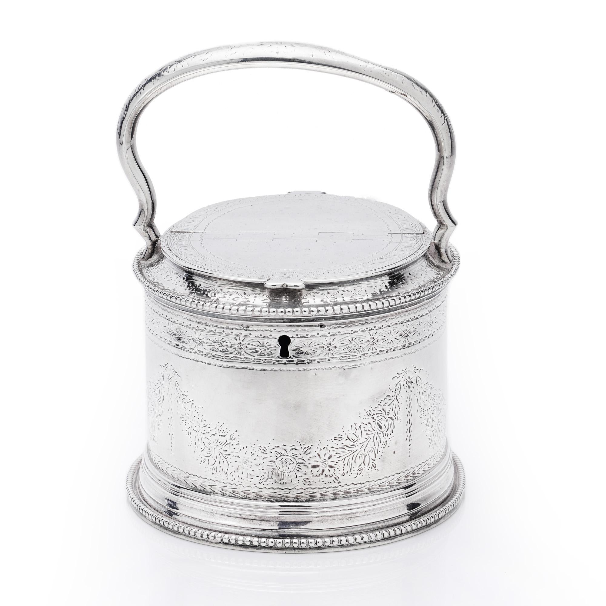 British Antique Victorian sterling silver double tea caddy.  For Sale