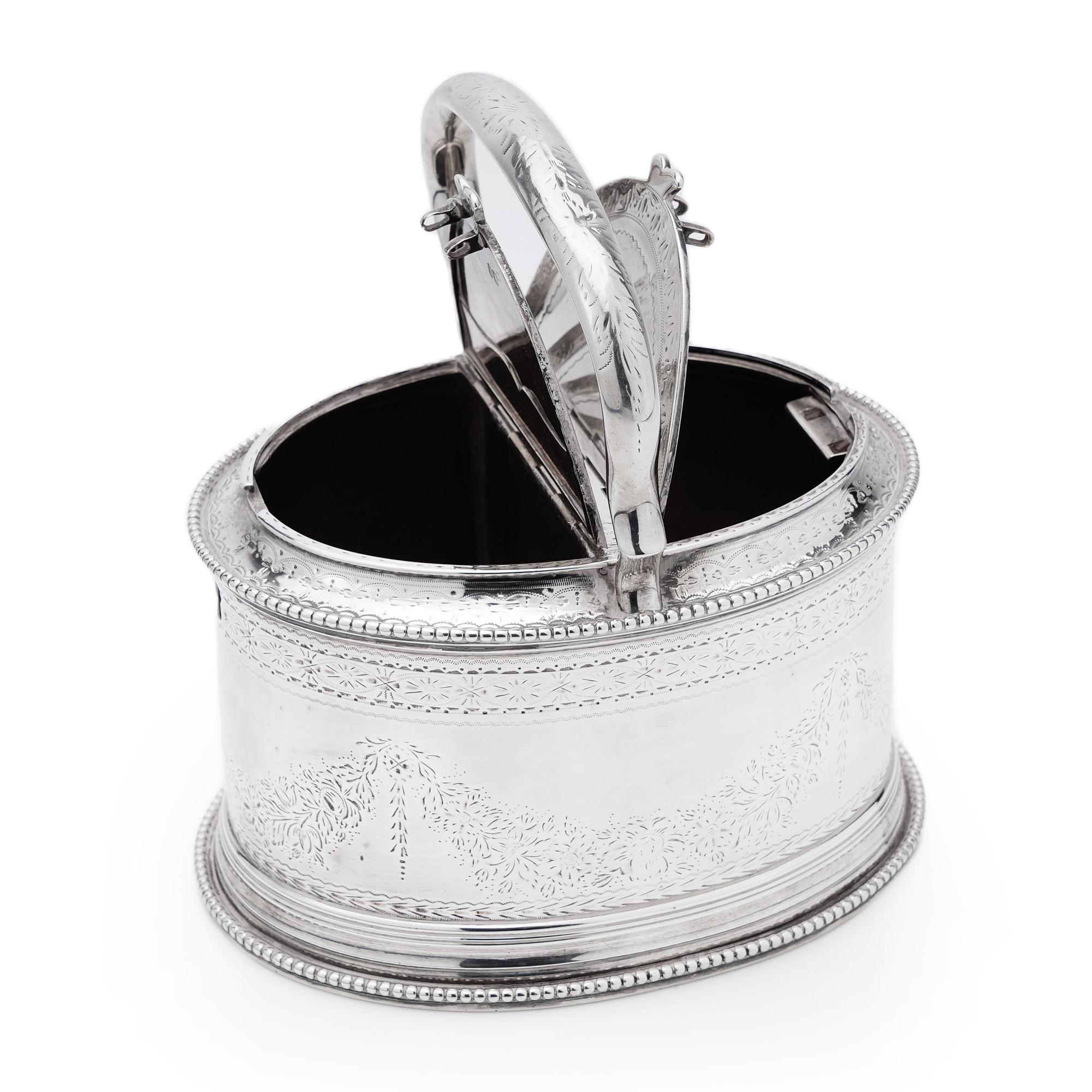 Mid-19th Century Antique Victorian sterling silver double tea caddy.  For Sale