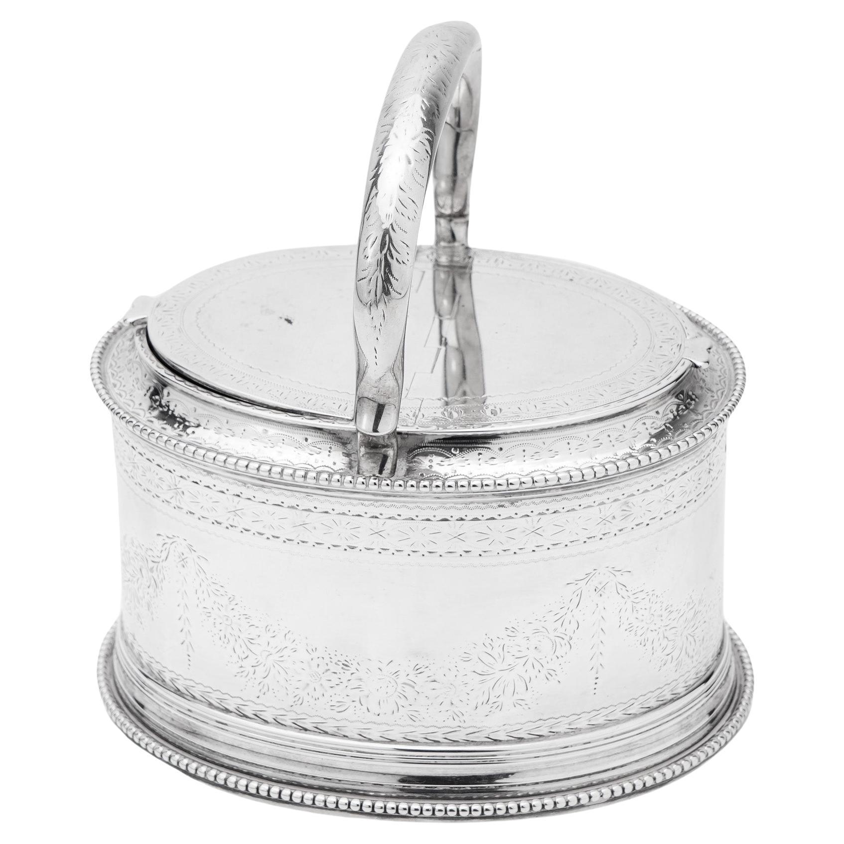 Antique Victorian sterling silver double tea caddy.  For Sale
